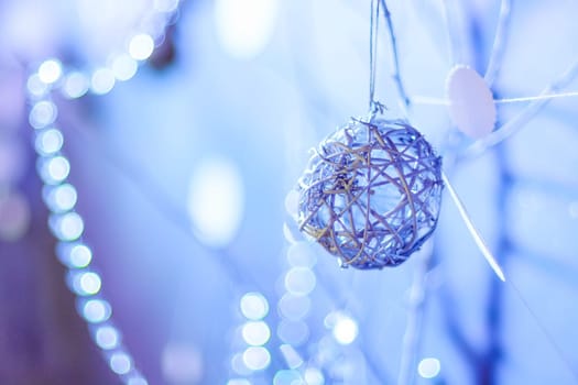 wooden decor decorated for christmas for new year close up