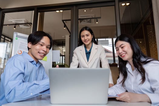 Business meeting to analyze and discuss the situation on the financial report in the meeting room. Investment Consultant, Financial advisor and accounting concept.