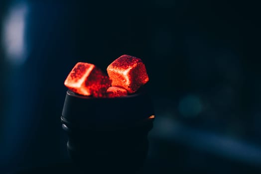 hot coals for hookah in metal bowl for Smoking and traditional Asian leisure
