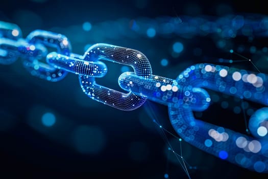 binary numeric data transmission chain of nodes connected in a network form, p2p connection.