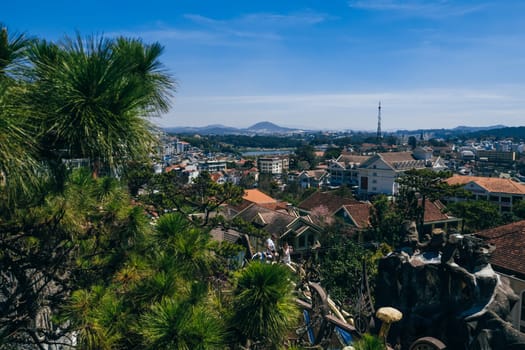 DA LAT, VIETNAM - MARCH 9, 2017: A view of the Dalat city in Vietnam out the Hang Nga Guest House