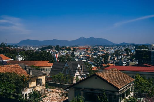 DA LAT, VIETNAM - MARCH 9, 2017: A view of the Dalat city in Vietnam out the Hang Nga Guest House