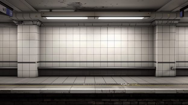 Plain wall in subway underground for mockup, Wall mockup in underground.