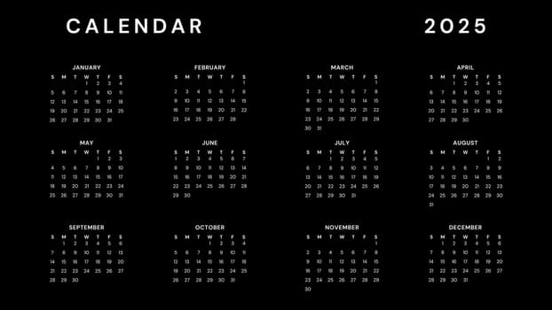 A black and white calendar with the year 2015 on it. The calendar is divided into twelve months and has a total of twelve pages