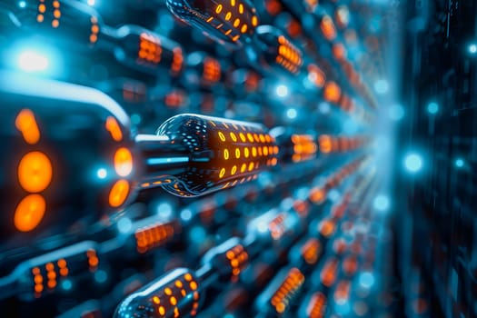 binary numeric data transmission chain of nodes connected in a network form, p2p connection.