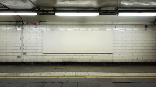 Plain wall in subway underground for mockup, Wall mockup in underground.