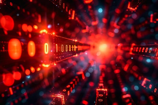 binary numeric data transmission chain of nodes connected in a network form, p2p connection.