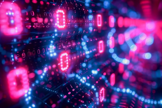 binary numeric data transmission chain of nodes connected in a network form, p2p connection.