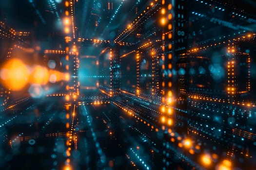 binary numeric data transmission chain of nodes connected in a network form, p2p connection.