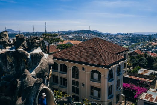 DA LAT, VIETNAM - MARCH 9, 2017: A view of the Dalat city in Vietnam out the Hang Nga Guest House