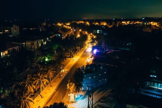 MUI NE, VIETNAM - CIRCA MARCH 2017: View of the resort area in Mui Ne in Vietnam from the top of the roof of the hotel