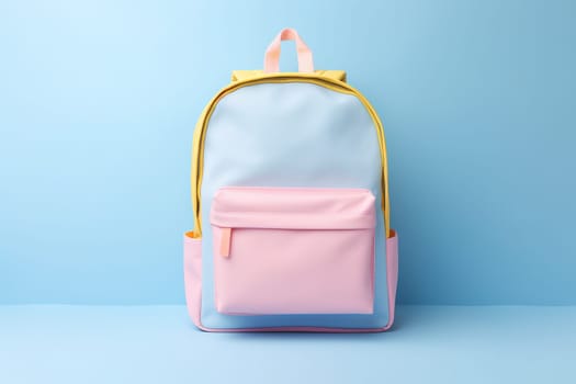 Pastel colored backpack, perfect for modern school or fashion themes. Back to school concept. Generative AI