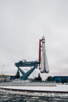 MOSCOW, RUSSIA - DECEMBER 25, 2016: VDNH, Monument to Soviet rocket Vostok in Moscow, VVC. Russia