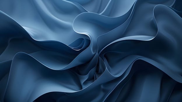 A close up of electric blue fabric with a swirling pattern resembling petals in water, creating an artistic representation of wind and darkness