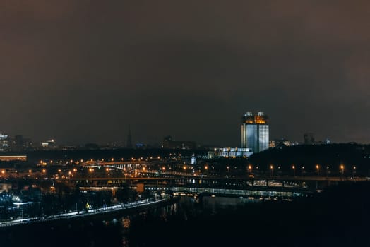 MOSCOW, RUSSIA - DECEMBER 25, 2016: Vorobyovy Gory. The view from Sparrow hills in Moscow at night