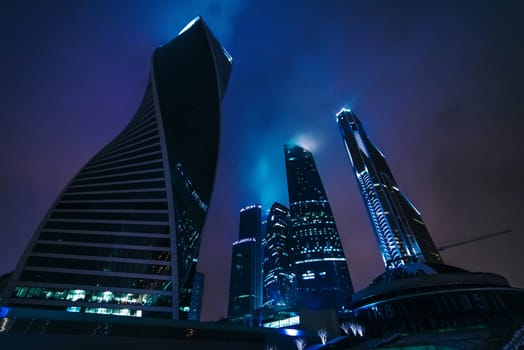 Moscow-city. Moscow International Business Center at night. Russia