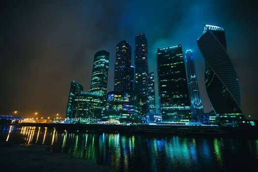 Moscow-city. Moscow International Business Center at night. Russia