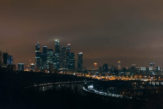 MOSCOW, RUSSIA - DECEMBER 25, 2016: Moscow-city. Moscow International Business Center at night. Russia