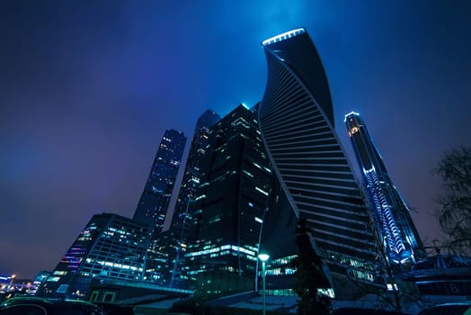 MOSCOW, RUSSIA - DECEMBER 25, 2016: Moscow-city. Moscow International Business Center at night. Russia