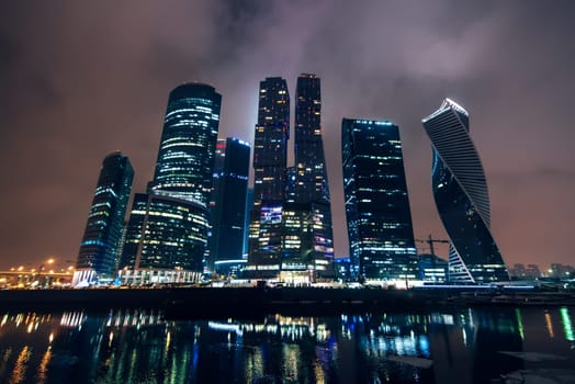MOSCOW, RUSSIA - DECEMBER 25, 2016: Moscow-city. Moscow International Business Center at night. Russia