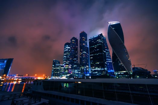 MOSCOW, RUSSIA - DECEMBER 25, 2016: Moscow-city. Moscow International Business Center at night. Russia