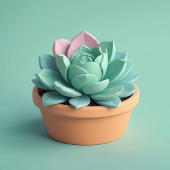 A flowering houseplant in a ceramic flowerpot, set against an electric blue background, showcasing its vibrant petals and terrestrial beauty