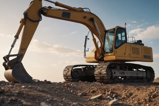 On a clear day at the construction site, an unassuming excavator becomes the cynosure while a determined photographer frames the moment, depicting patience and perseverance amidst hard labour.
