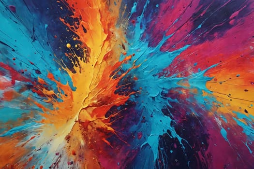 This image amplifies the intricacies of a dynamic splatter painting. Set perfectly for modern art enthusiasts, artists, or design inspiration pieces.