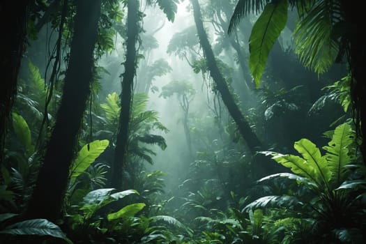 This image depicts the dense beauty and complexity of a tropical rainforest ecosystem.