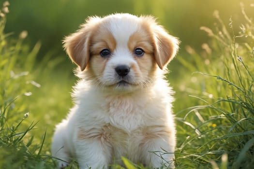 Sun-kissed, soft-coated pup lounges in the tranquility of a lush green pasture.