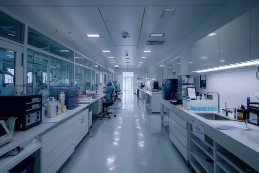 The interior of a state-of-the-art laboratory, highlighting the pristine conditions and advanced equipment for research