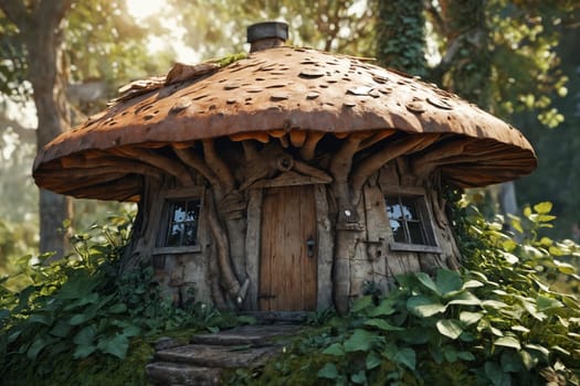 A cozy mushroom-shaped house offers a glimpse into a magical world, perfect for those who believe in the charm of fairy tales.