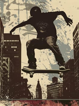 A man is riding a skateboard up the side of a ramp, showing skill and balance in this urban sports action.