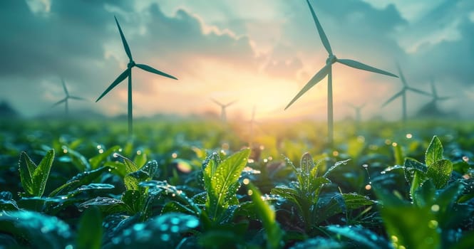 A small house is on a hill with two windmills in the background by AI generated image.