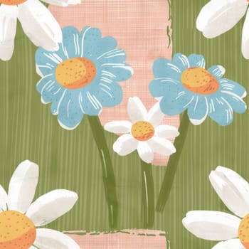 Beautiful Summer Delicate Floral Seamless Pattern. Pastel Pink and Green Wild Flowers Background Texture. Ai generated