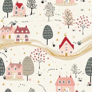 Seamless pattern, tileable autumnal pink country cottage print for wallpaper, wrapping paper, scrapbook, fabric and product design inspiration