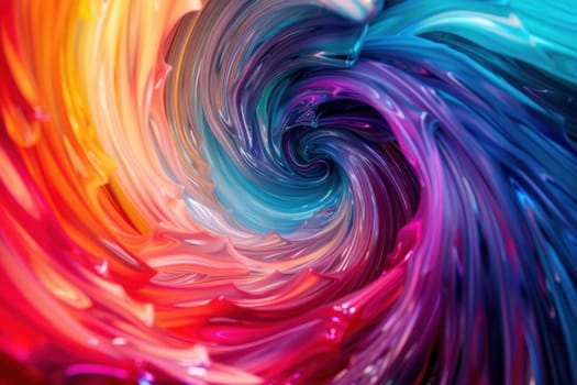 A colorful swirl of fabric with a rainbow of colors.