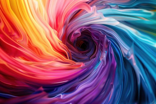 A colorful swirl of fabric with a rainbow of colors.