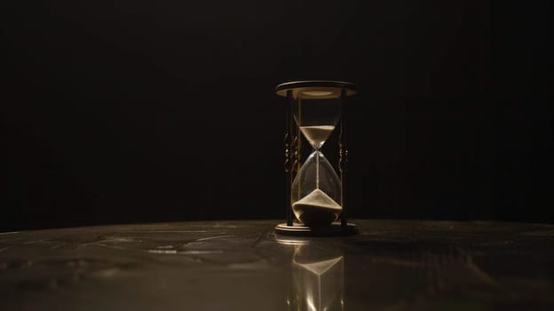 An hourglass, Cinematic photo of An hourglass representing reduced working time.