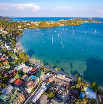 Aerial view of Ao Yon beach in Phuket, Thailand, south east asia