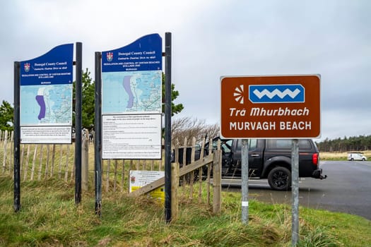 MURVAGH, COUNTY DONEGAL, IRELAND - JANUARY 21 2022 : Sign explaining the beach.