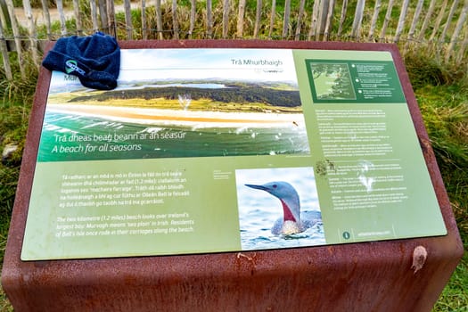 MURVAGH, COUNTY DONEGAL, IRELAND - JANUARY 21 2022 : Sign explaining the beach.