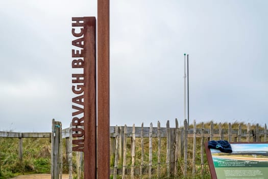 MURVAGH, COUNTY DONEGAL, IRELAND - JANUARY 21 2022 : Sign explaining the beach.