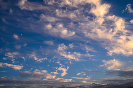 Dramatic colorful sunset sky over Mediterranean sea. Clouds sunrays.3