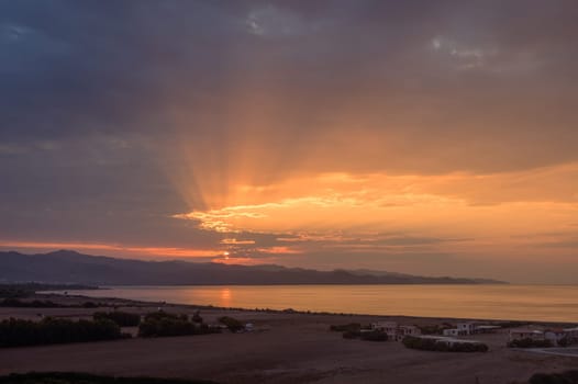 Dramatic Colorful Sunrise Sky over Mediterranean Sea.