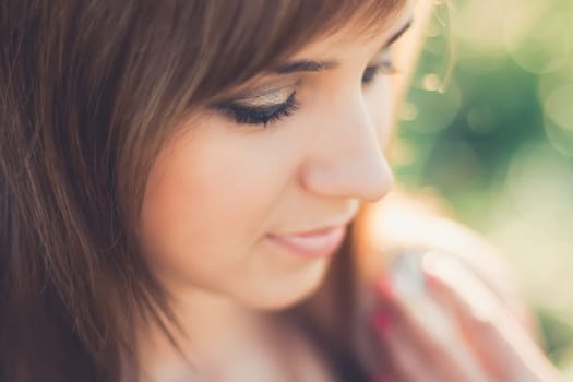 close up portrait of a young pretty girl of Caucasian appearance