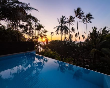 View of a pool resort in Panwa beach in Phuket, Thailand, south east asia