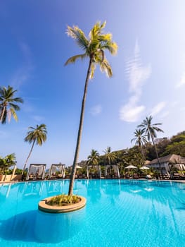 View of a pool resort in Panwa beach in Phuket, Thailand, south east asia