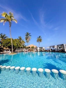 View of a pool resort in Panwa beach in Phuket, Thailand, south east asia