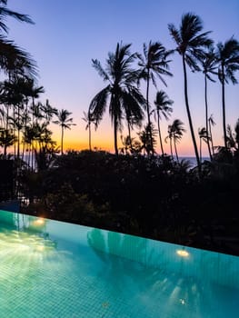 View of a pool resort in Panwa beach in Phuket, Thailand, south east asia